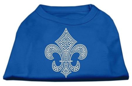 Silver Fleur de Lis Rhinestone Shirts Blue XL (16)