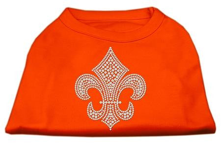 Silver Fleur de Lis Rhinestone Shirts Orange XL (16)