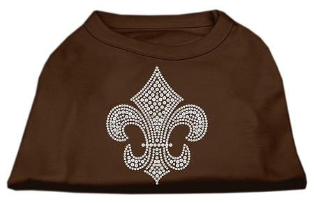 Silver Fleur de Lis Rhinestone Shirts Brown XXL (18)