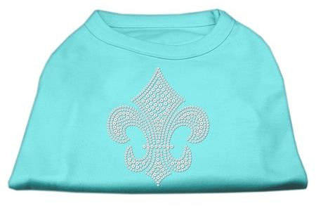 Silver Fleur de lis Rhinestone Shirts Aqua XXXL(20)