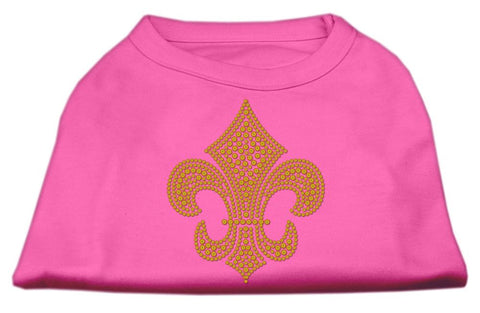 Gold Fleur De Lis Rhinestone Shirts Bright Pink L (14)