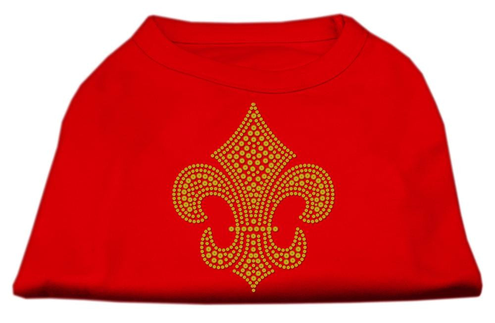 Gold Fleur De Lis Rhinestone Shirts Red L (14)