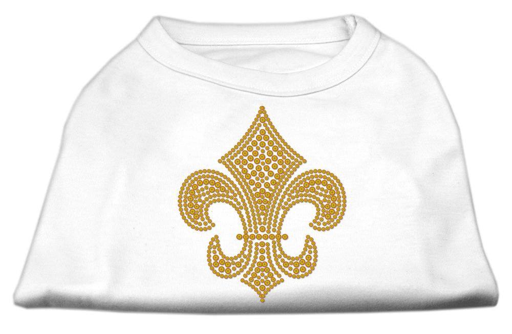 Gold Fleur De Lis Rhinestone Shirts White L (14)