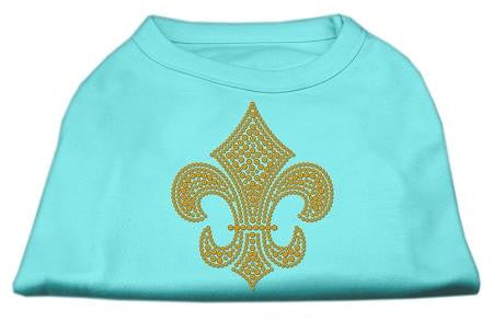 Gold Fleur De Lis Rhinestone Shirts Aqua M (12)