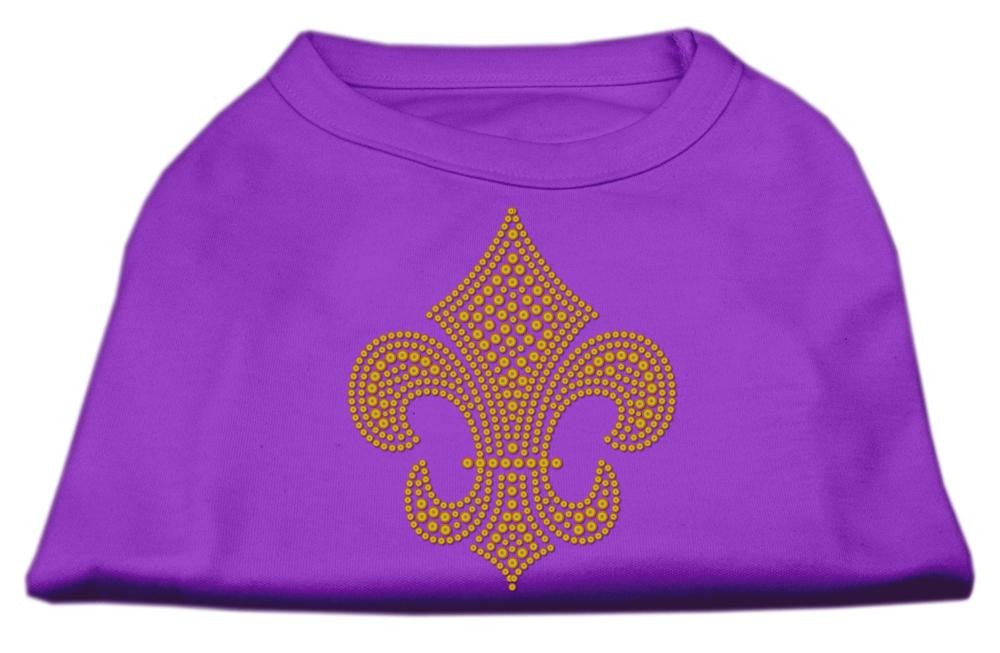 Gold Fleur De Lis Rhinestone Shirts Purple M (12)