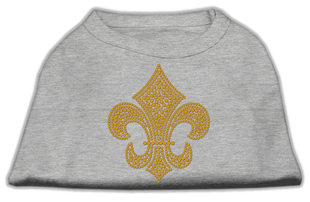 Gold Fleur De Lis Rhinestone Shirts Grey S (10)