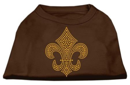 Gold Fleur de Lis Rhinestone Shirts Brown XL (16)