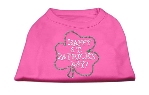 Happy St. Patrick's Day Rhinestone Shirts Bright Pink XS (8)