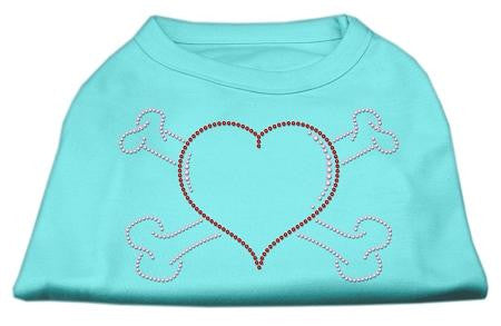 Heart and Crossbones Rhinestone Shirts Aqua L (14)