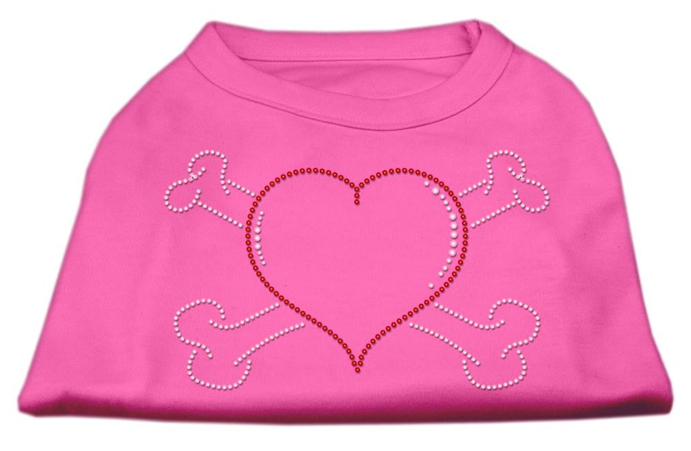 Heart and Crossbones Rhinestone Shirts Bright Pink L (14)