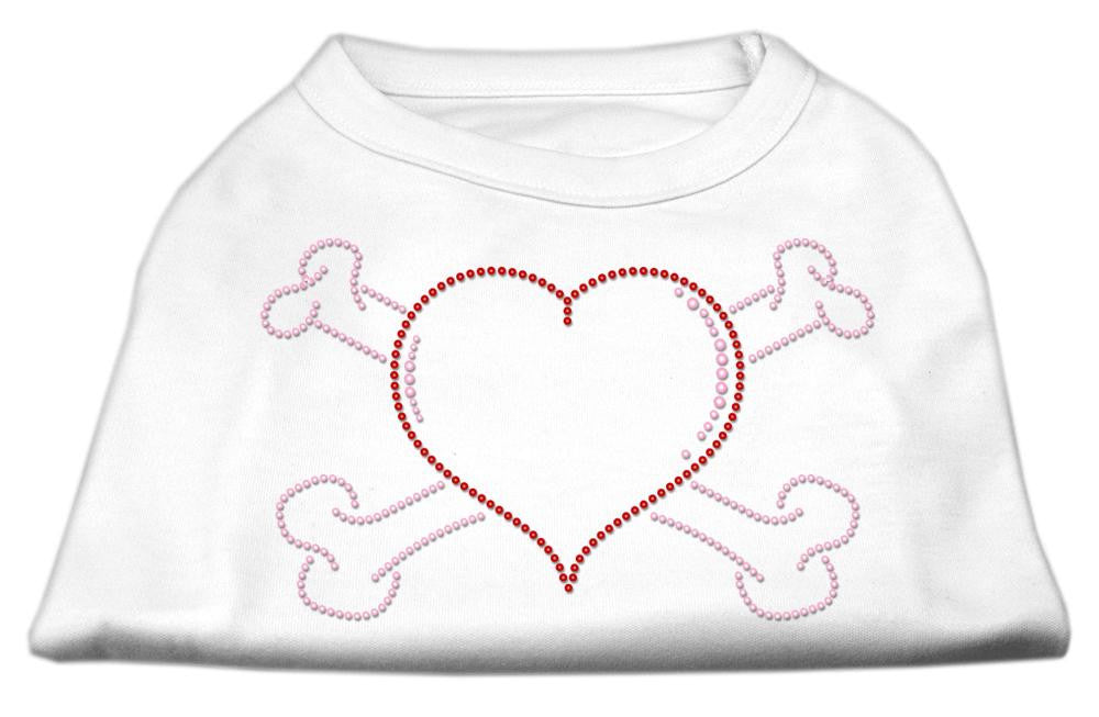 Heart and Crossbones Rhinestone Shirts White XS (8)