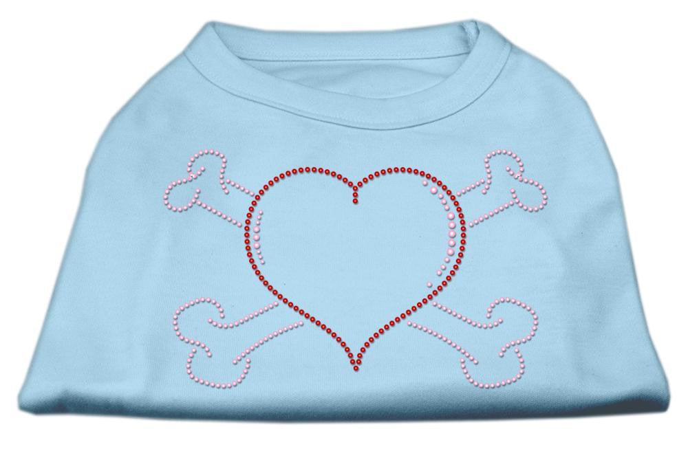 Heart and Crossbones Rhinestone Shirts Baby Blue XXXL(20)