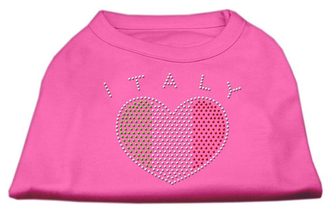 Italy Rhinestone Shirts Bright Pink L (14)