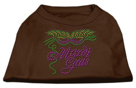 Mardi Gras Rhinestud Shirt Brown Med (12)