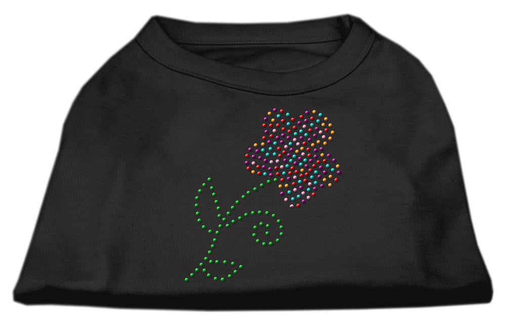 Multi-Colored Flower Rhinestone Shirt Black L (14)