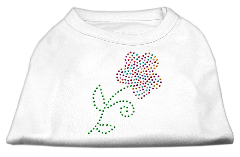 Multi-Colored Flower Rhinestone Shirt White L (14)