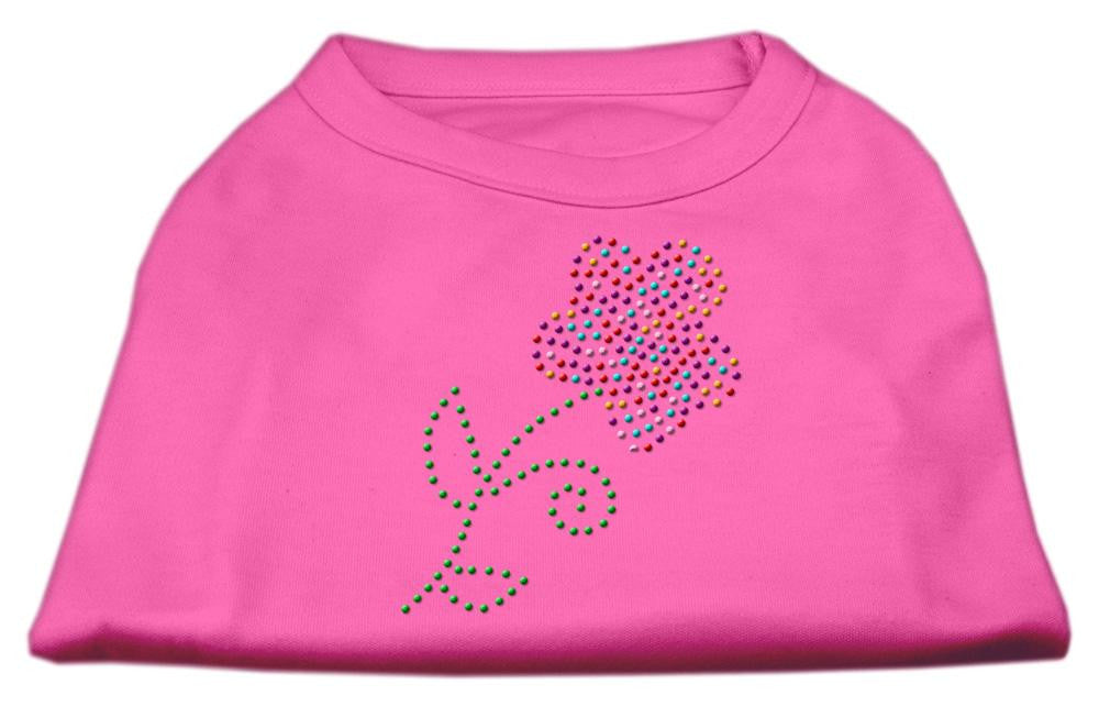 Multi-Colored Flower Rhinestone Shirt Bright Pink S (10)