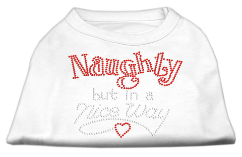 Naughty But Nice Rhinestone Shirts White XXXL(20)