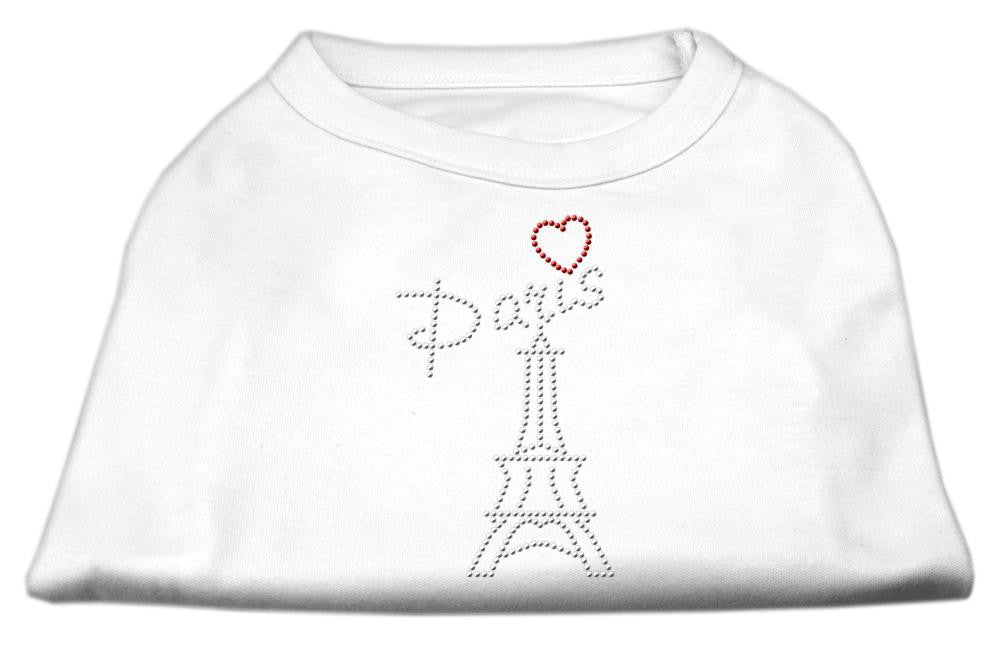 Paris Rhinestone Shirts White L (14)