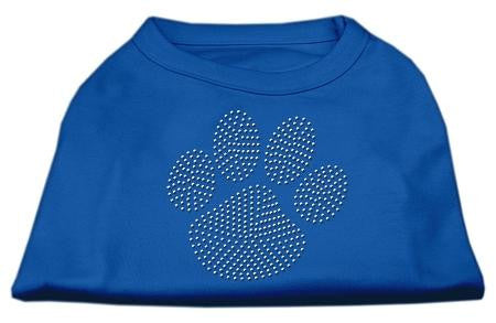 Clear Rhinestone Paw Shirts Blue Lg (14)