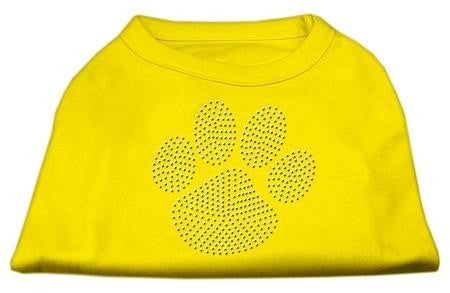 Clear Rhinestone Paw Shirts Yellow Lg (14)