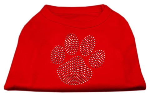 Clear Rhinestone Paw Shirts Red M (12)