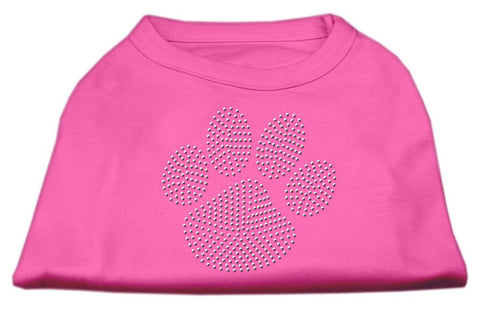 Clear Rhinestone Paw Shirts Bright Pink XS (8)