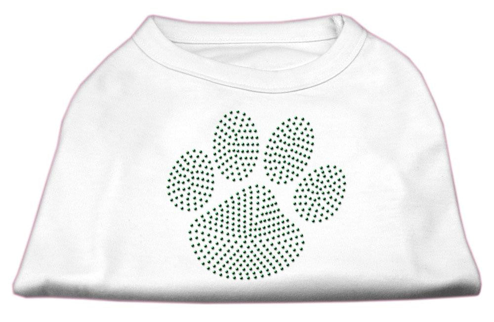 Green Paw Rhinestud Shirts White L (14)