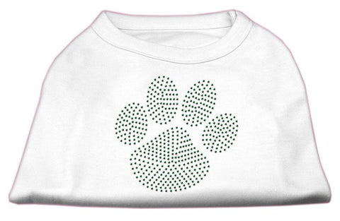 Green Paw Rhinestud Shirts White XS (8)