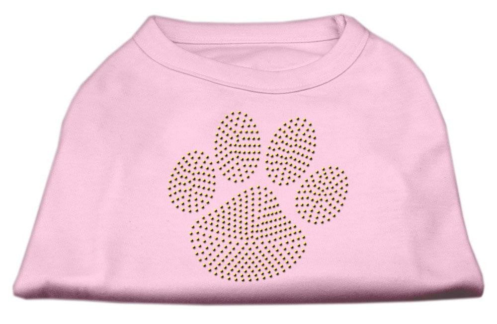 Gold Paw Rhinestud Shirt Light Pink L (14)