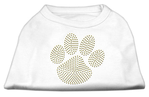 Gold Paw Rhinestud Shirt White L (14)