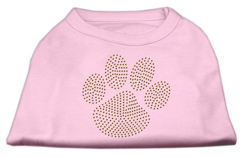 Gold Paw Rhinestud Shirt Light Pink S (10)