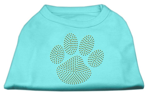 Gold Paw Rhinestud Shirt Aqua XS (8)