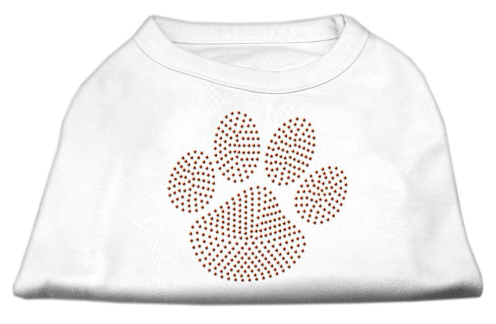 Orange Paw Rhinestud Shirts White S (10)