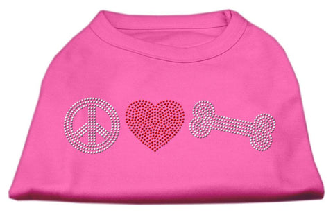 Peace Love and Bone Rhinestone Shirt Bright Pink M (12)