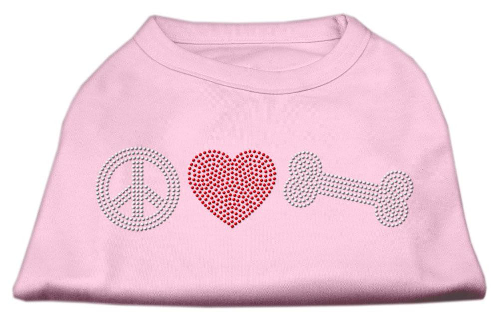 Peace Love and Bone Rhinestone Shirt Light Pink S (10)