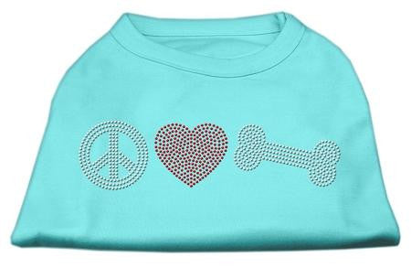 Peace Love and Bone Rhinestone Shirt Aqua XL (16)