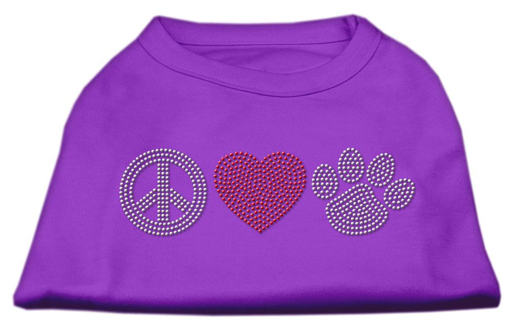 Peace Love and Paw Rhinestone Shirt Purple L (14)