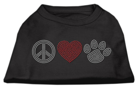 Peace Love and Paw Rhinestone Shirt Black M (12)