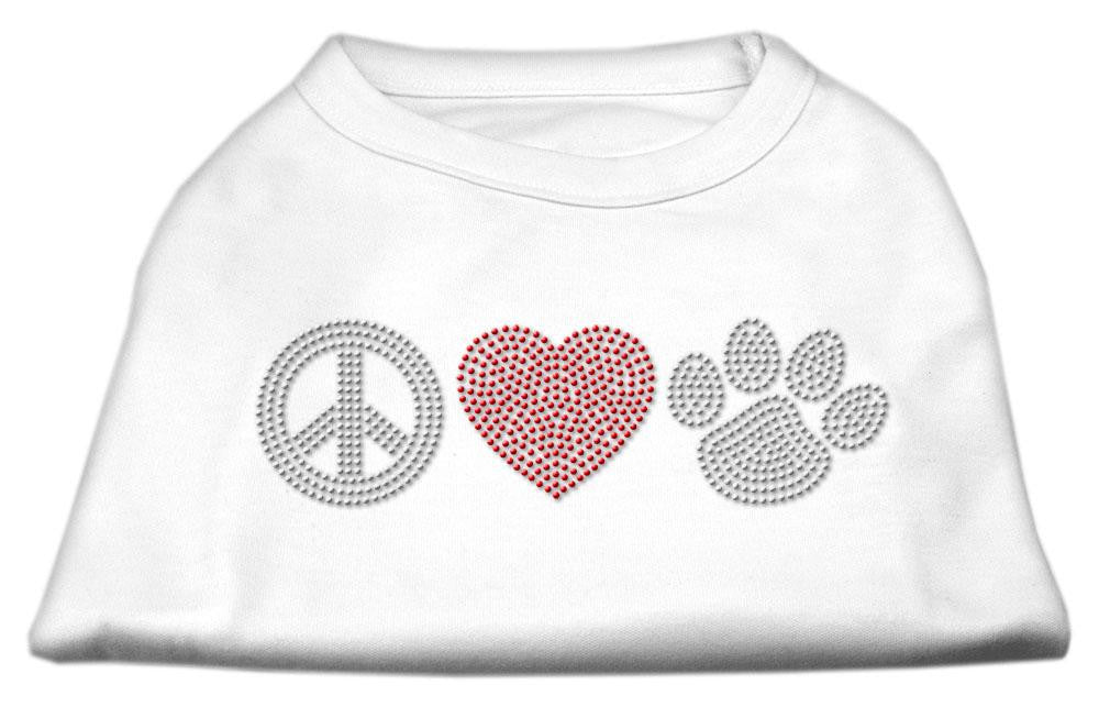 Peace Love and Paw Rhinestone Shirt White S (10)