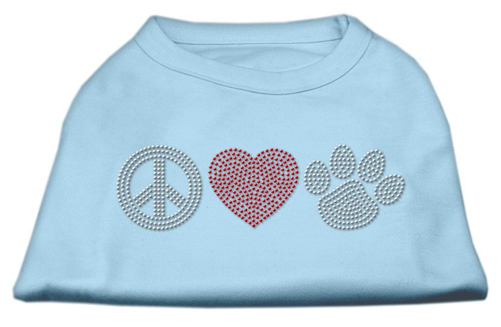 Peace Love and Paw Rhinestone Shirt Baby Blue XS (8)