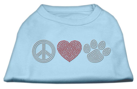 Peace Love and Paw Rhinestone Shirt Baby Blue XS (8)