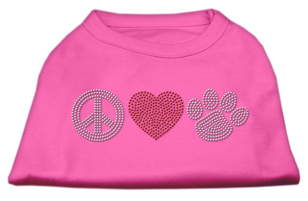 Peace Love and Paw Rhinestone Shirt Bright Pink XS (8)