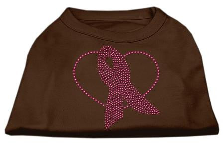 Pink Ribbon Rhinestone Shirts Brown XXL (18)