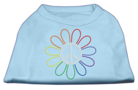 Rhinestone Rainbow Flower Peace Sign Shirts Baby Blue L (14)