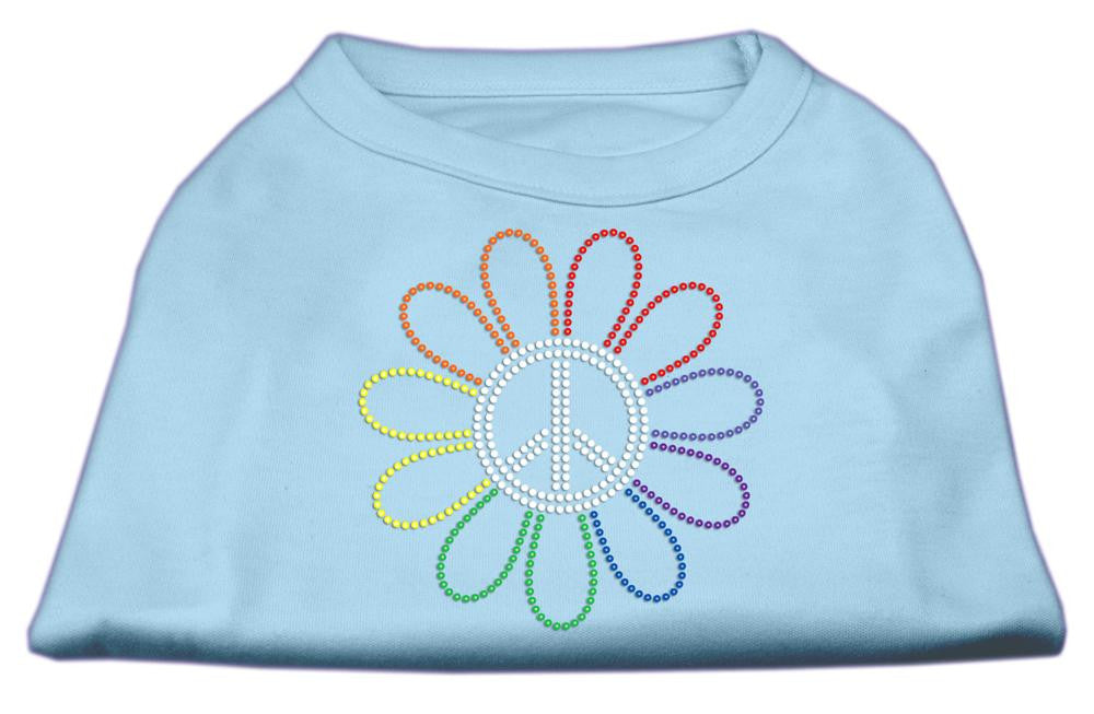 Rhinestone Rainbow Flower Peace Sign Shirts Baby Blue S (10)