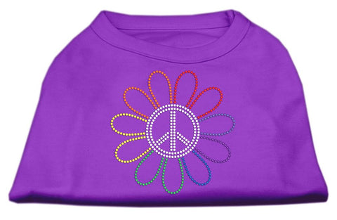 Rhinestone Rainbow Flower Peace Sign Shirts Purple XS (8)