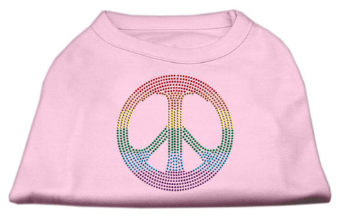 Rhinestone Rainbow Peace Sign Shirts Light Pink L (14)