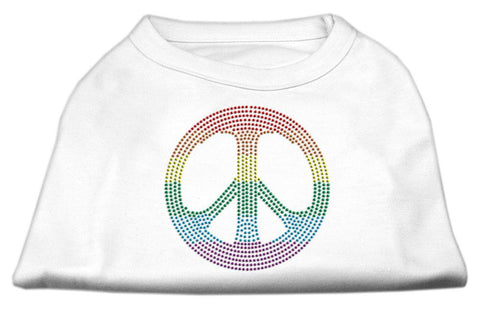 Rhinestone Rainbow Peace Sign Shirts White L (14)