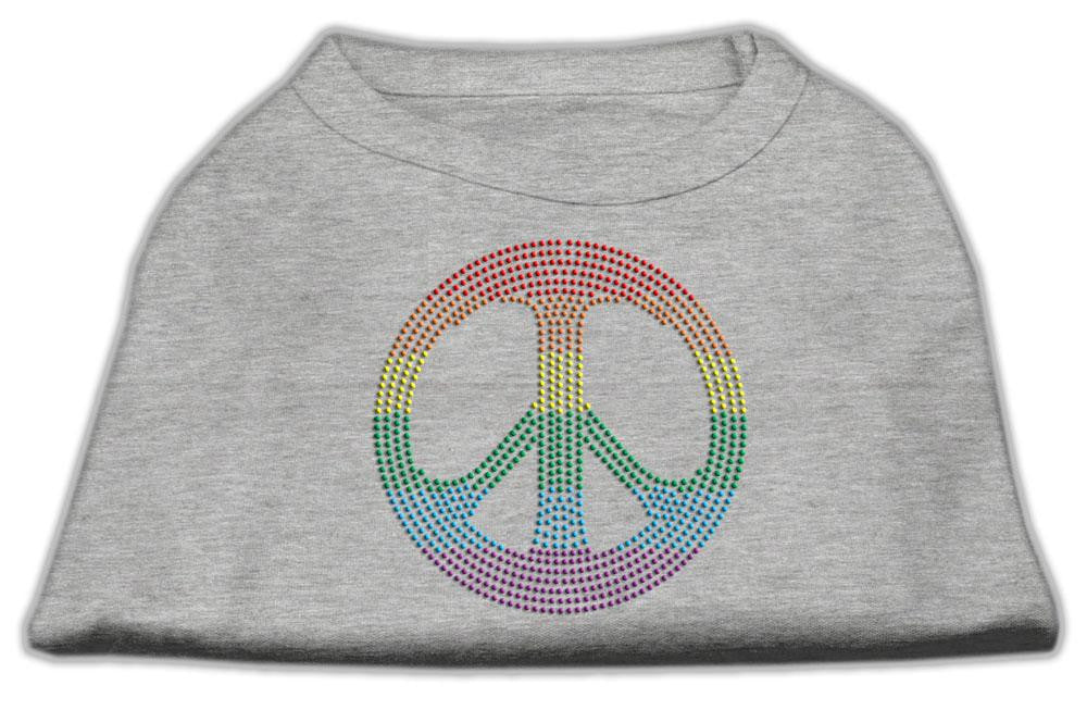 Rhinestone Rainbow Peace Sign Shirts Grey M (12)